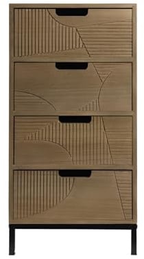 Rebecca Mobili Moderne Kommode, Kommode 4 Schubladen, Holz Metall, Schwarz Braun, für Badezimmer Eingang, Moderner Industrial Stil - Maße HxBxT: 67,5 x 35 x 30 cm - Art. RE6911