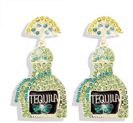 Margarita Earrings Tequila Earrings Wine Bottle Earrings Champagne Earrings Holiday Earrings Fiesta Earrings Cinco De Mayo Outfits Accessories