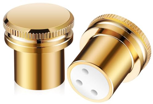 Vaguelly 2pcs XLR Female End Caps Copper Protector Gold Plated Noise Stopper Caps