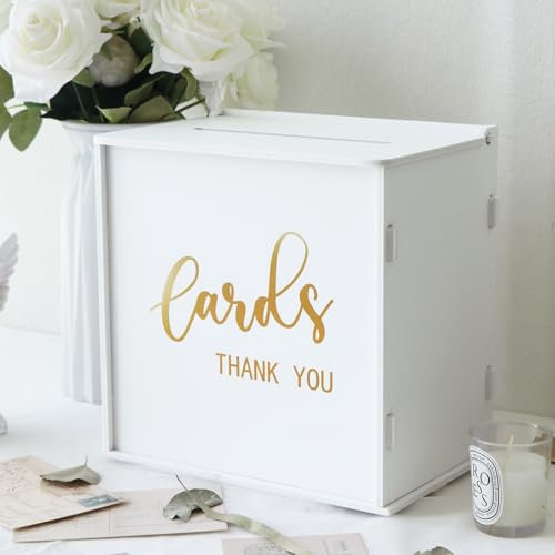 GUDELAK Wedding Card Box - PVC Gift Box White DIY Money Envelope for Reception, Party, Graduation, Baby Shower, Birthday Decorations