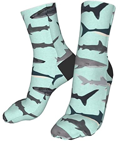 351 Anzugsocken 40cm Hai, Haie, Minzfisch, Ozean, Meer, Nautischer Minzhai Glücklich Sock Rutschfester Bettsocken Personalisierte Stricken Socken Pour Vatertagsgeschenk, Schwester, Freundin