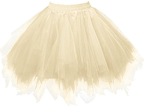 Karneval Kostüm Damen Tüllrock Tutu Petticoat 50Er Tütü Rock Vintage Ballet Blase Tanzrock Tanzkleid Ballkleid Kurz Retro Ballettrock Minirock Gelb