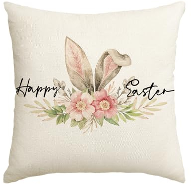 Artoid Mode Hasenohren Frohe Ostern Kissenbezug, 45x45 cm Frühling Sommer Zierkissenbezug Couch Wohnzimmer Deko