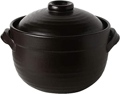 SUNMME Olla de Barro pequeña Retro para una Sola Persona, Olla arrocera de cocción rápida, Cacerola con Dos Tapas, Cacerola de gres, Cacerola, Mini Olla para Sopa y Leche (tamaño: 0,75 l) (A 0,6 l)