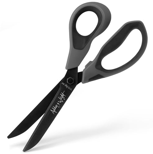 Ashton and Wright - Titan HD-Schere, für Erwachsene, widerstandsfähig, für Haus und Büro, mit 120 mm beschichteten Klingen (grau, für Rechtshänder)