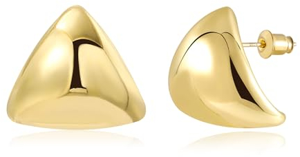 BOUTIQUELOVIN Dicke Tropfen Ohrringe Gold Dreieck 14K Statement Goldener Ohrringe Geschenk für Frauen Freundin Mama Mädchen