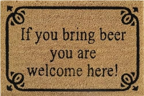 AP Supplies Rubber-Backed Coir Door Mat 40cm x 60cm - Durable, Non-Slip, Eco-Friendly, Absorbent Coir Mat for Indoor/Outdoor, Entrance, Floor (IF YOU BRING BEER YOU ARE WELCOME HERE!)