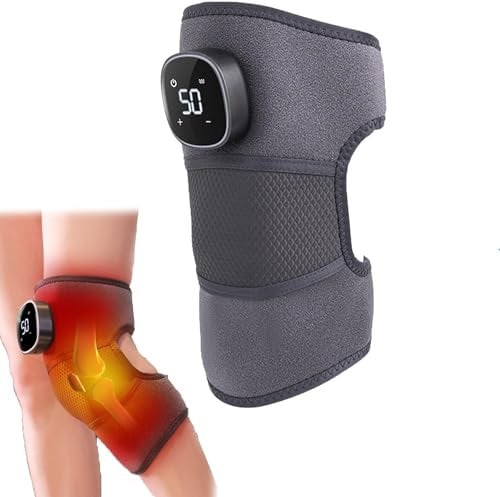 Rejuvaknee Advanced Knee Relief Heat and Vibration Device, 3 Vibration Modes 5 Heating Setting Cordless Heated Knee Massager with LED Display, Improved Circulation & Massage for Knees Relief