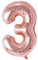 Vthoviwa 32 Zoll Luftballon Zahlen 3 Rosegolden, Luftballon 3. Geburtstag Foil Ballon, 0123456789,10-19,20-25,30,40,50,60,70,80,90, Folienballon 3 Party Dekoration