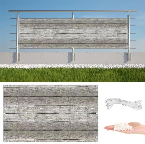 Balkon Sichtschutz 130x2000cm, Windschutz UV - Sichtschutz Balkongeländer, – Leichte Montage & Stabiler - Balkonabdeckung für Garten Sichtschutz, Bodenmuster