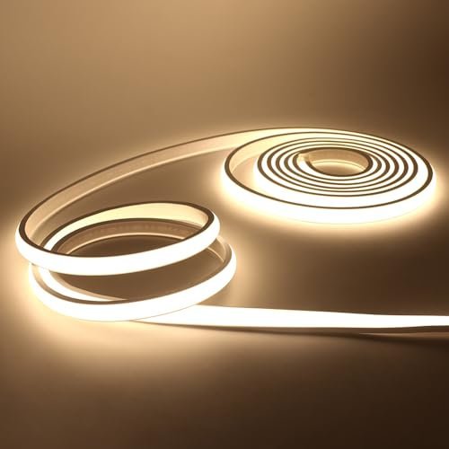 KISUFU 220V COB LED Strip, 288 LEDs/M IP68 Waterproof COB LED Strip Flexible and Cuttable with EU Plug, Bright Strip Light for Home Yard Outdoor DIY Party Holiday Decoration.