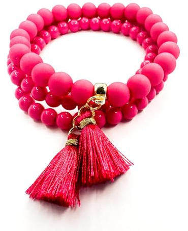 perela - Handmade - Perlen Armband - Damen Wickelarmband - stylischer Schmuck- Sommerarmband - Für jeden Tag - Schickes Geschenk (Rosa)
