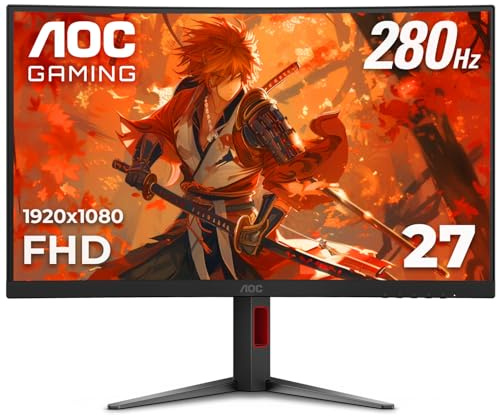 AOC 27 Inch Curved Gaming Monitor FHD 280Hz VA 0.3ms HDR, C27G4ZH