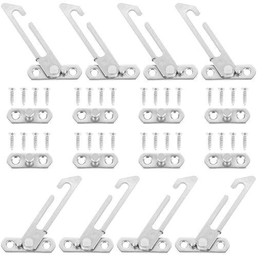 WENLISELL 4 Pairs UPVC Window Restrictors Hook, Stainless Steel Window Restrictor Hook with Screws, Window Restrictor Locks for UPVC Windows, Home