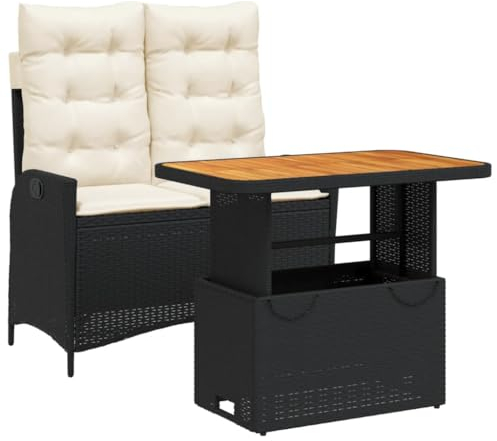 vidaXL 4-TLG. Garten-Essgruppe mit Kissen Schwarz Poly Rattan