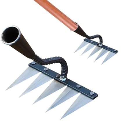Rastrillo de jardín – Rastrillo para desenredar jardín, rastrillo de púas de alta resistencia | Rastrillo de jardín de metal, herramienta de ahorro de mano de obra, rastrillo de dientes, rastrillo de