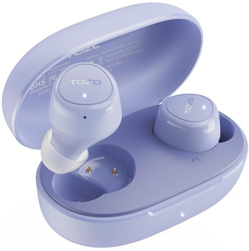 TOZO E1 Kopfhörer kabellos Bluetooth 5,3 Bluetooth Kopfhörer, In Ear Bluetooth Kopfhörer mit APP, 30 Std Premium Sound, IPX6 Wasserdicht, 2 ENC-Mikrofone klare Anrufe Noise Cancelling Kopfhörer - Lila