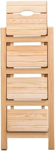 4 Stufen Holz Klappleiter Hocker Tragbarer Multifunktionaler Hochhocker Stuhl für Indoor Klettern Regal Aufbewahrung Bibliothek Küche Büro Faltbarer Leichter Tritthocker für Zuhause und Büro