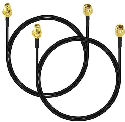 HiAoey WLAN Antennen Verlängerungskabel 1m(2 Stück) RP-SMA-Stecker auf RP-SMA-Buchse ALSR240 Verlustarmes Kabel für kabellose Mini-PCI-Express-PCIE-Netzwerkkarte WLAN-Router-Gateway