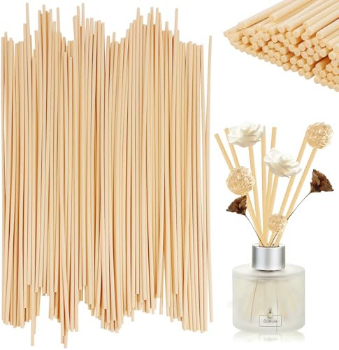 WDZGX Duftstäbchen Nachfüllpack Raumduft Stäbchen Rattanstäbchen Holzstäbchen für Raumduft 40cm x 4mm 100Stk Reed Diffuser Diffuserstäbchen Fiber Aroma Stäbchen Holz
