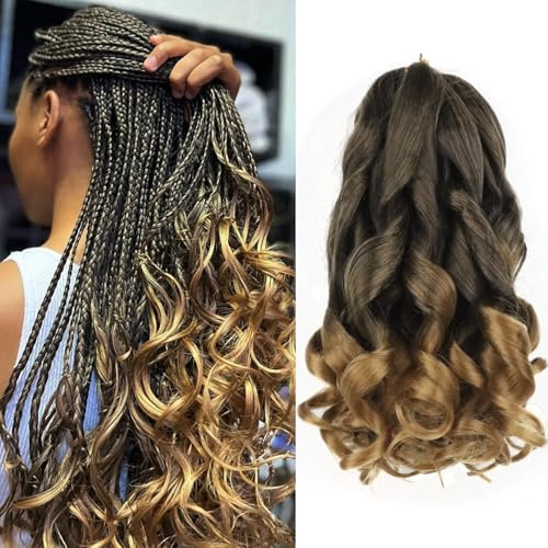 8 Packs French Curly Braiding Hair 26 Inch Loose Wave Spiral Crochet Hair for Black Women Pre Stretched Braiding Hair with Curly Ends (26 inch, T27#)