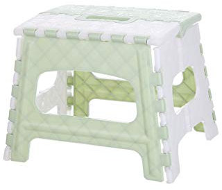 Sgabello portatile in plastica, pieghevole, per bambini, antiscivolo, per doccia, colore verde
