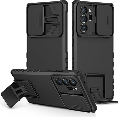 LXHGrowH Hülle für Samsung Galaxy Note 20 Ultra, Militärnorm Schutz Schutzhülle Panzerhülle und Handyhülle Stoßfest Silikon Bumper Case, mit Lens Protection Slide Camera, Schwarz