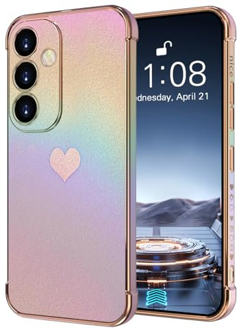 Yoawiful für Samsung Galaxy S23 Hülle Fluoreszierende niedliches herzförmiges Muster Handyhülle Samsung S23 Silikon Kameraschutz Anti Fall Samsung S23 Hülle 5G lila