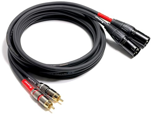 Suanqi WJSTN RCA to XLR Cable, XLR Male to RCA Male Cable, HiFi Audio Cable, 4N OFC 20AWG Shielded Twisted Pair Oxygen-Free Copper Braid Conductors, 2Pack (3Feet)