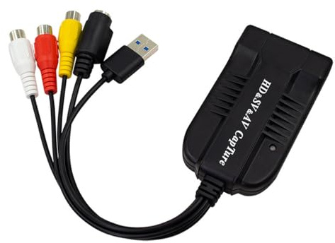 Nicear Cable de captura de video HDMI AV, S-Video a USB 2.0, tarjeta de captura de audio 1080P 30 fps para transmisión en vivo, cámara, juegos, VCR, VHS, DVD