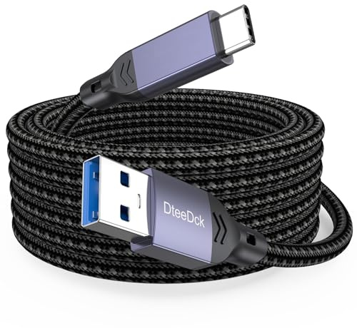 DteeDck Câble USB C de 6 m de long, transfert de données SuperSpeed 5 Gbit/s et câble USB A vers type C de charge rapide 2,4 A pour manette Xbox PS5, iPhone 16/15, téléphone Android, tablette