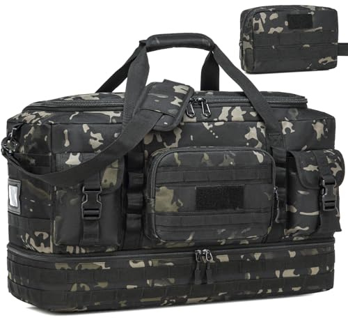 FRETHIND 50L Herren Sporttasche mit Schuhfach Reisetasche mit Kulturbeutel Set Handgepäck Tasche für Wochenende Fitness Camping Gym Sauna (Camo)