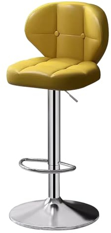 Guyifuny Moderne Barhocker aus PU-Leder, drehbare, höhenverstellbare Thekenhocker mit Rückenlehne, Frühstücksstühle mit silbernem Metallrahmen für Kücheninsel, Pub, Club, Gold