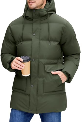 Xnova Manteaux Homme Hiver Décontracté Thermique | Veste avec Capuche Hydrofuge mi-long Jacket Coupe-vent Chaude Confortable Manteau Parka Manches longues