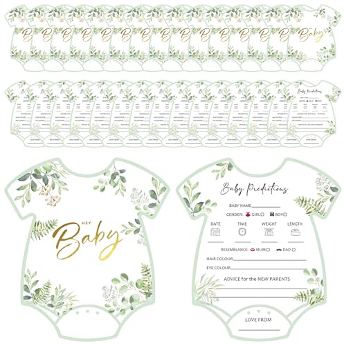 30PCS Baby Prediction Cards, Baby Shower Game Cards with Advice for New Parents, Gender Reveal Activity, Keepsake Gift Cards, Neutral Leaf Design Party Decorations & Fun Baby Shower Games Celebrations