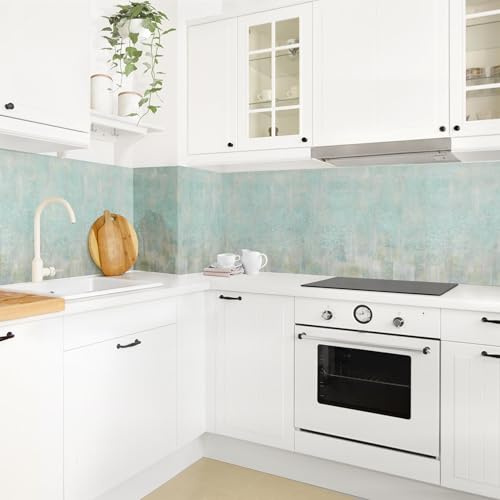 micasia Küchenrückwand selbstklebend Scanziani Steinoptik ohne Bohren fugenlos - Made in Germany - Beton Shabby matt Paneel blau Küche Herd Spritzschutz 2328 (400x90cm)