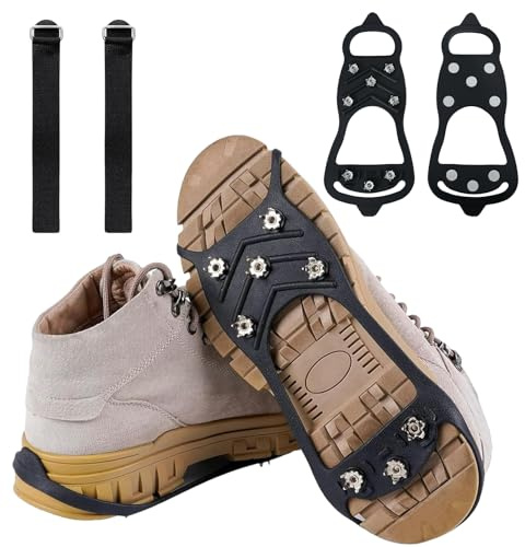 Anti Rutsch Schuhspikes, M/L Spikes für Schuhe Winter, Winter Schuhe Spike + Klettverschluss, Steigeisen Schuhspikes, Spikes Schuhe Schuhkrallen, Glatteis Spikes, Schuhspikes Noppen für Hiking Winter