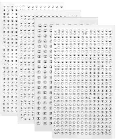4 Sheets Face Gems Stickers, Self-Adhesive Rhinestone Makeup for Girls Women, 2mm 2.5mm 3mm 4mm Silver Fake Piercing Studs for Nose, Eyebrow, Lip, Eyes, Face, Body, Nails, Party, Festivals, Daily Use