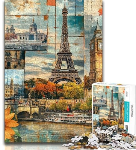 Puzzle für Teenager, 1000 Teile, Collage europäischer Länder, Lernspiele, Heimdekoration, Geburtstagsgeschenk, Geschenke, Wandkunst, 38x26cm