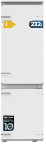 Cecotec Réfrigérateur Combiné Intégrable Total No Frost de 232L Bolero CoolMarket Combi BI-S MC 232 E. 177cm de Hauteur, 54 cm de Largeur, Classe E, MetalCooling, Fast Freezing, Mode Vacances, Blanc