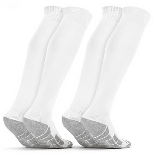 DiULi Fußball Socken, 2 Paare Sportsocken Fussball Socken Unisex, Grip Fußballsocken 38-45, 30-37, Anti-Blasen Polsterung, für Fussball Basketball Laufen
