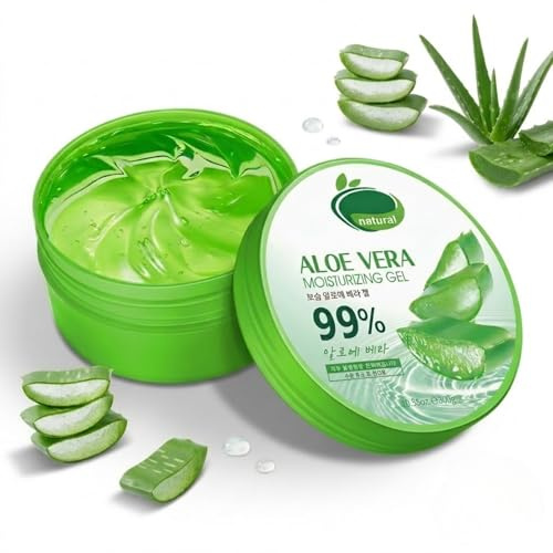 99% Aloe Vera Gel 300g, Reines Aloe Vera Gel Bio Feuchtigkeitscreme Für Gesicht & Körper, After Sun Lotion für Sonnenbrand, Trockene & Strapazierte Haut, Beruhigend Sunburn Hautpflege