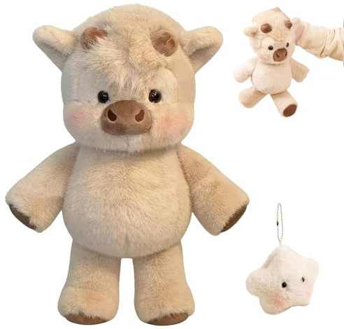 Floomie Peluche Vache Qui Court, Doudou Vache Qui Court, Jouet En Peluche Douce En Forme Vaches, Animal En Peluches De Vache Pour La Décoration Intérieure & Cadeau Anniversaire Fête (Abricot,M)
