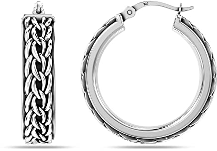 LeCalla Sterling Silber Schmuck Antik Klick-Reifen-Ohrringe für Frauen