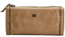 Biba Geldbörse für Damen aus echtem Leder, Geldbeutel Heritage Portland POR4L, Schnappverschluss, Echte Ziegenhaut, Farbe Taupe