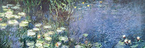 1art1 Claude Monet Poster Seerosen, Morgen Bilder Leinwand-Bild Auf Keilrahmen | XXL-Wandbild Poster Kunstdruck Als Leinwandbild 90x30 cm