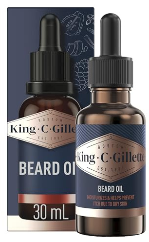 King C. Gillette Bartöl, angereichert mit Argan-, Jojoba-, Avocado-, Macadamia-Samen- und Mandelölen.