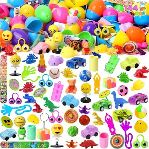 JOYIN 144 Vorgefüllte Ostereier mit verschiedenen Spielzeugen für die Ostereiersuche, Ostergeschenke, Osterkörbe, Ostergeschenke für das Klassenzimmer