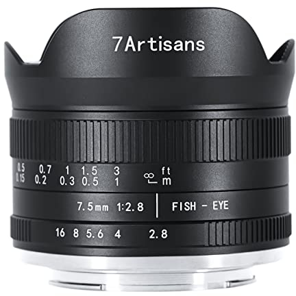 7artisans 7.5mm f2.8 Mark II APS-C Fisheye Wide Angle Manual Fixed Lens for Fujifilm FX Mirrorless Camera X-T1 X-T2 X-T3 X-T20 X-T30 X-E1 X-E2 X-E3