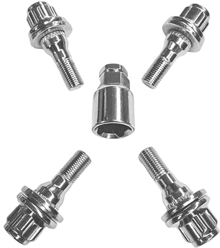 Felgenschloss M12x1,25x36mm Flachbund kompatibel mit Citroen DS Fiat Opel Peugeot Toyota 4x silberne Felgenschlösser Felgensicherung Radsicherungs-Schrauben Radsicherungs-Bolzen Radsicherungen-Set